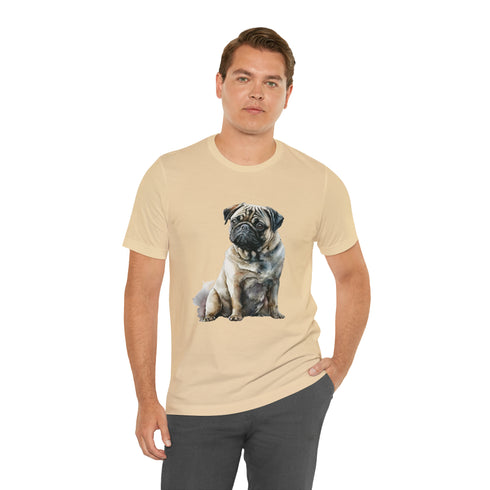 Loving Pug in Watercolor - Short Sleeve Tee